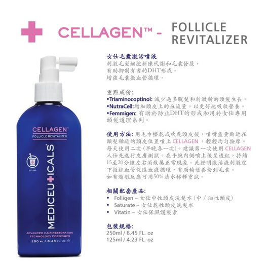 Mediceuticals Cellagen Revitalizer For Women 125ml, 250ml 女士毛囊激活噴液 (動搜買任何三件八折)