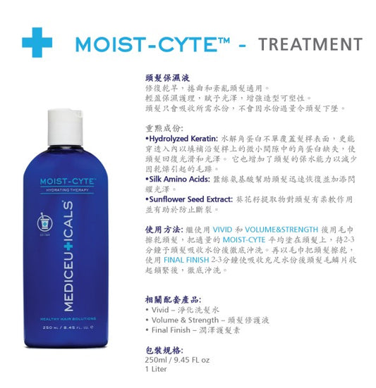 Mediceuticals Moist-cyte Hydrating Therapy 250ml ,1000ml 頭髮保濕液(動搜買任何三件八折)