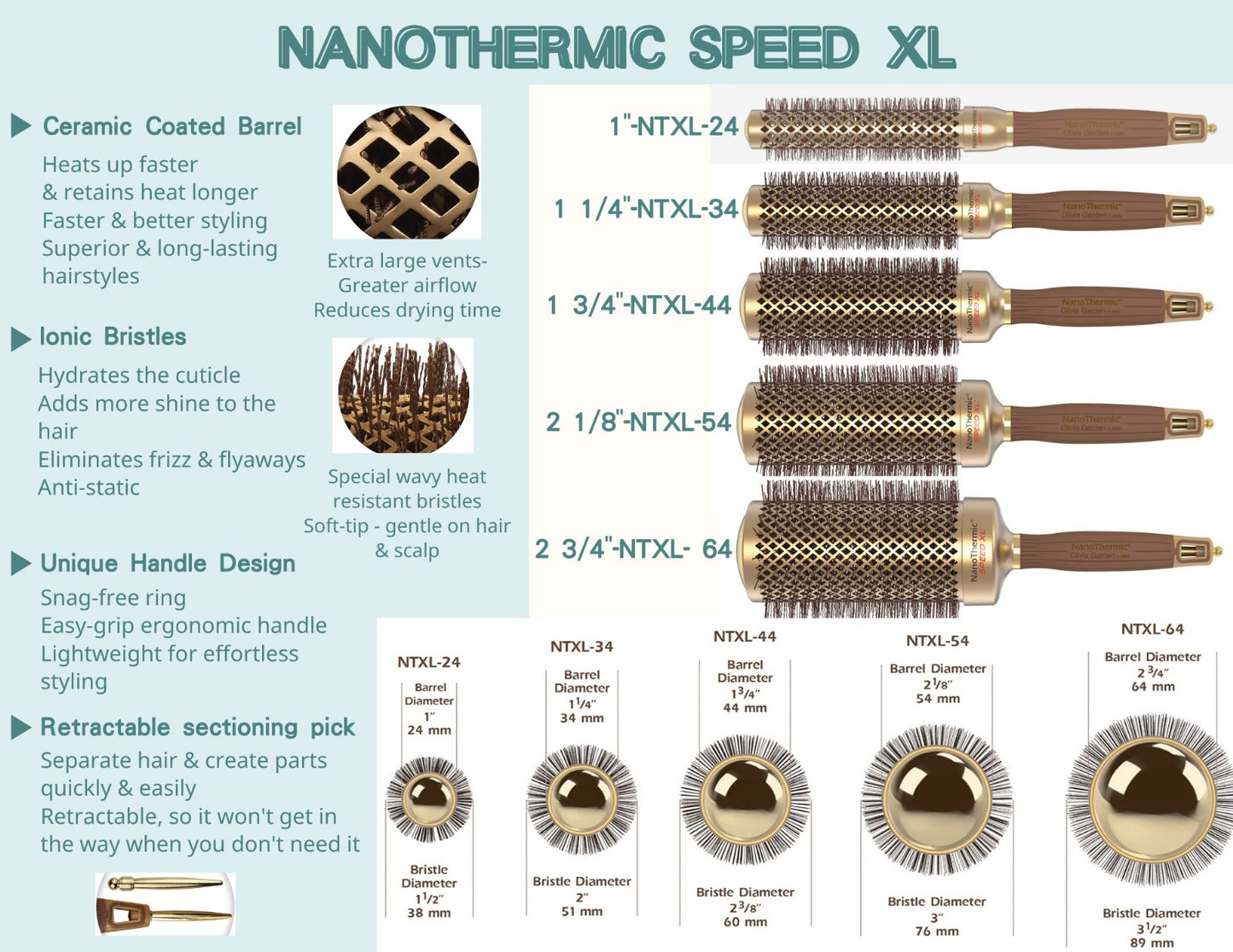 Olivia Garden Nanothermic Speed XL,NTXL-24, NTXL-34, NTXL_44, NTXL-54, NTXL-64